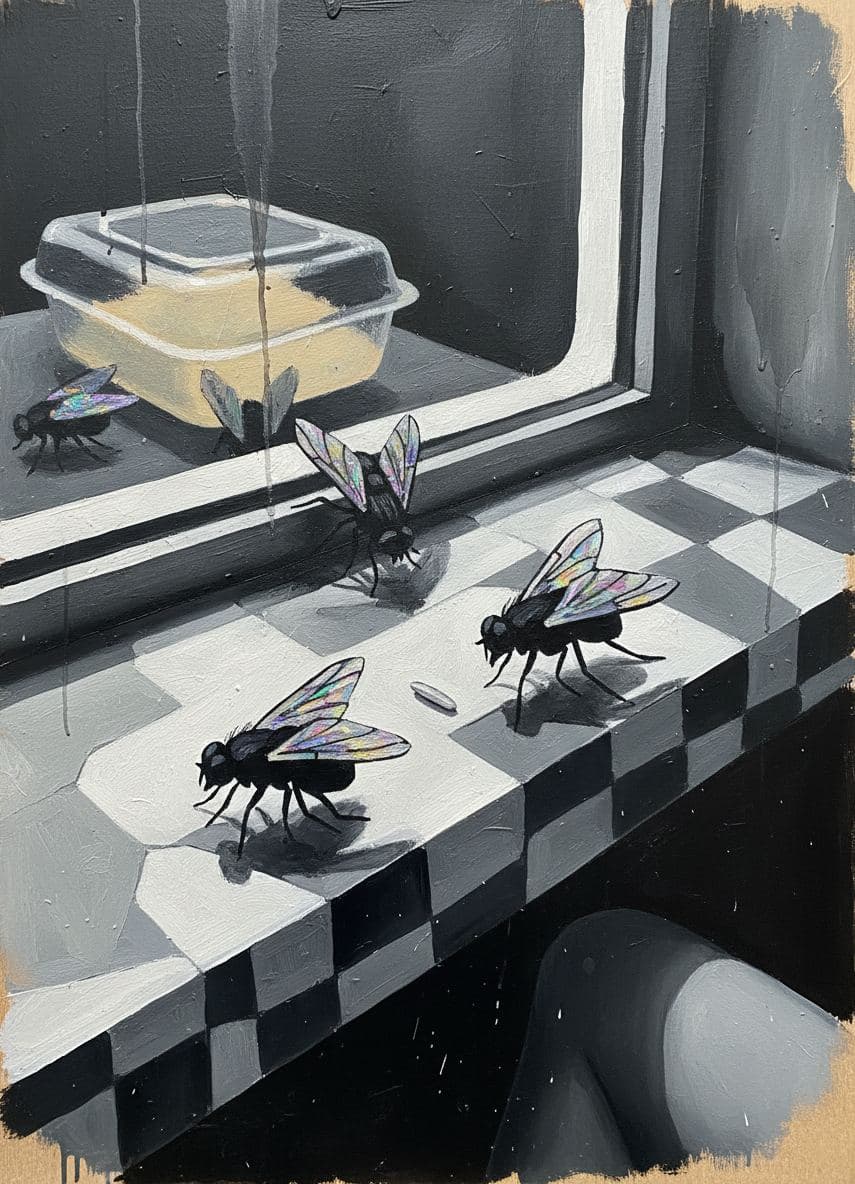 Countertop with Three Flies — Stefan Tannhäuser · MODULAR one-of-a-kind original