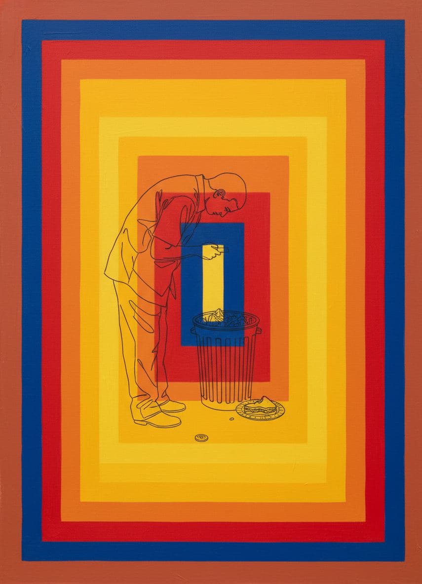 Employee Gazes at Pager — Saskia Vandenberg · MODULAR one-of-a-kind original