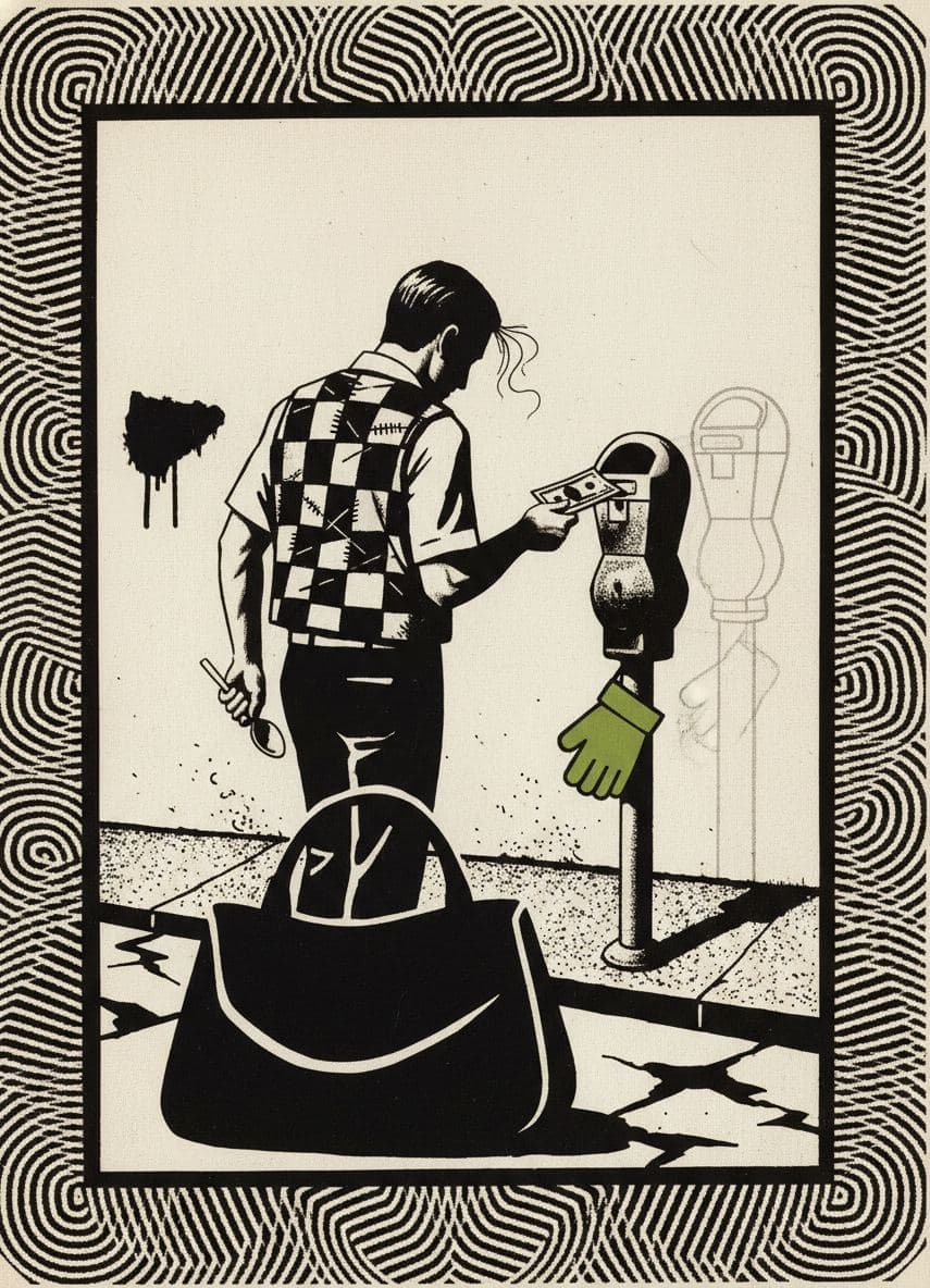 Officer Feeding the Meter — Viktor Eklund · MODULAR one-of-a-kind original