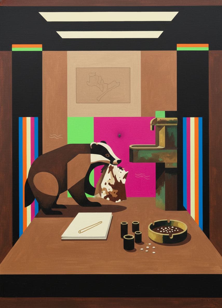 Badger with a Paper Bag — Viktor Eklund · MODULAR one-of-a-kind original