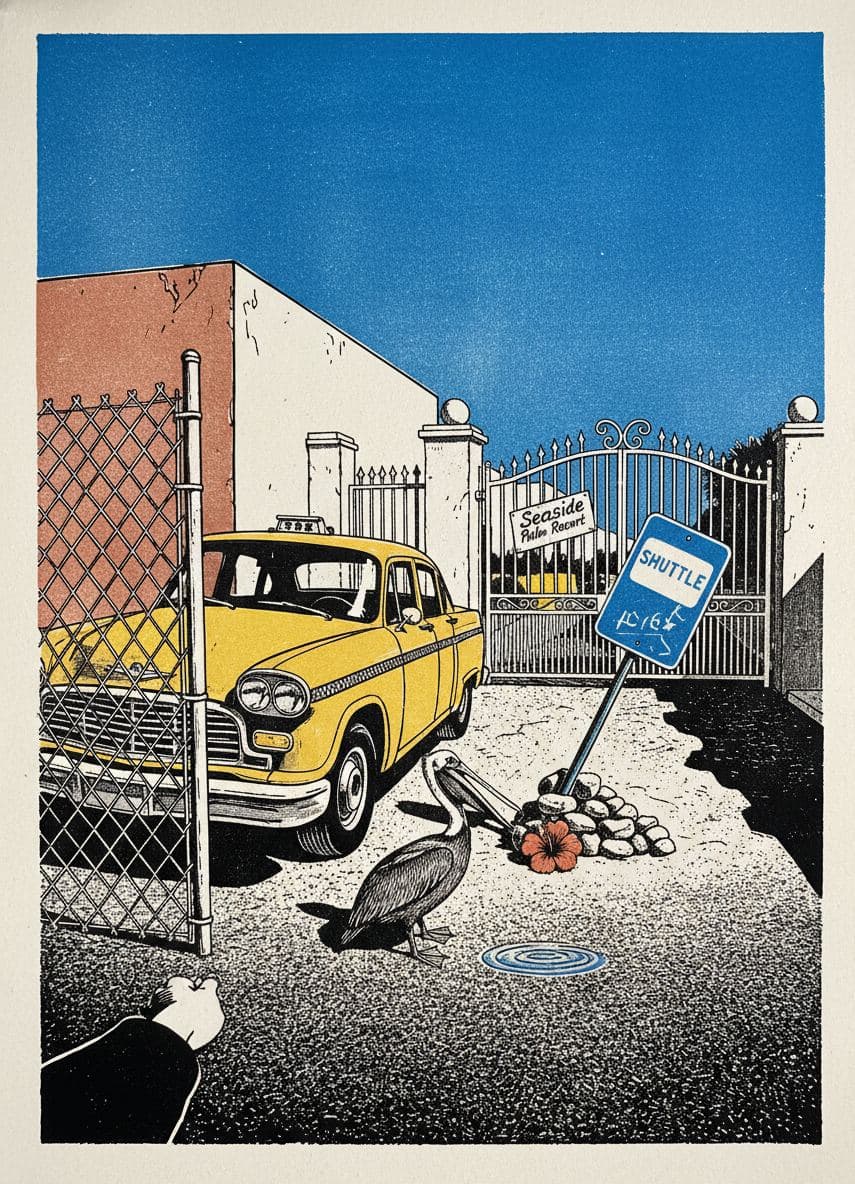 Cab Beside the Resort Gate — Yuko Shimizu-Tachibana · MODULAR one-of-a-kind original