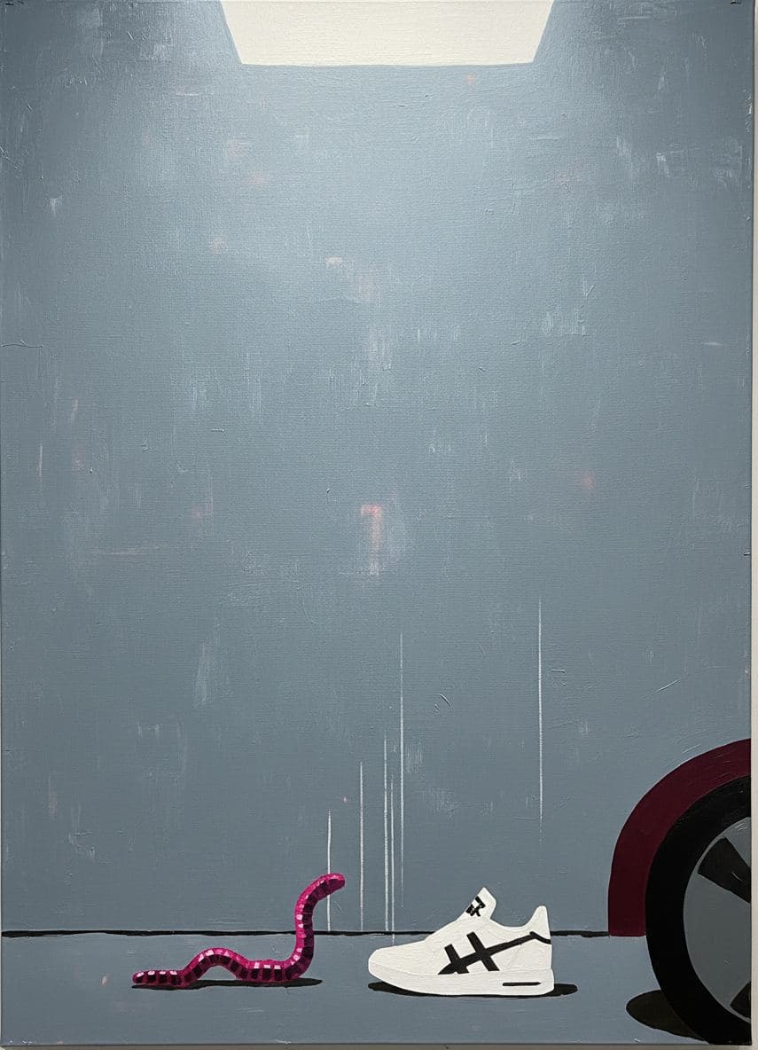 Crimson EV and the Polished Floor — Saskia Vandenberg · MODULAR one-of-a-kind original