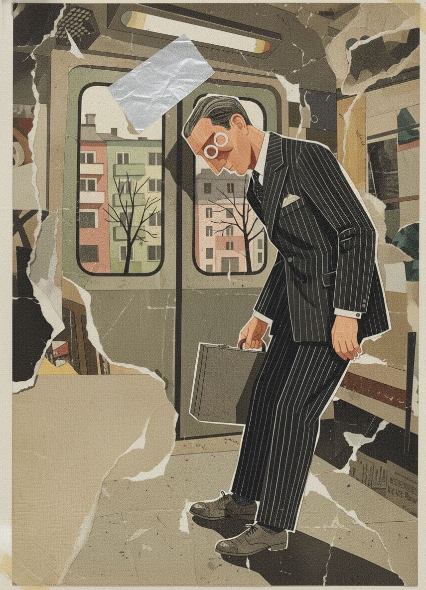 Man Adjusts His Tie — Irmela Bechmann · MODULAR one-of-a-kind original
