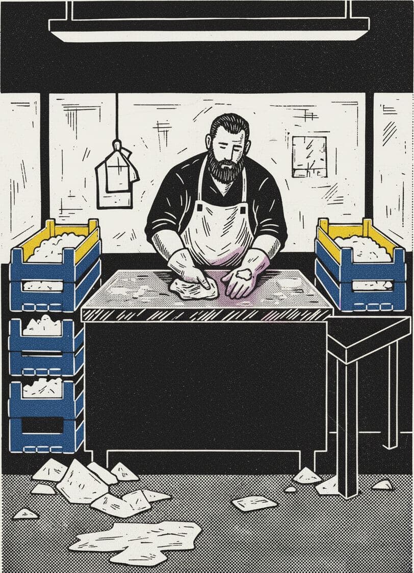Pasquale Wiping the Counter — Anya Pietrowski · MODULAR one-of-a-kind original