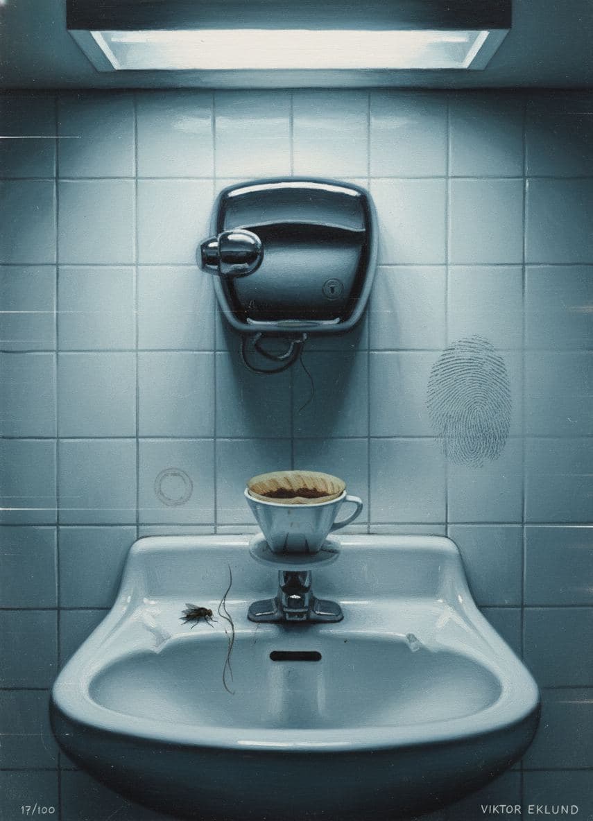 Public Washroom Sink with a Loose Hair — Viktor Eklund · MODULAR one-of-a-kind original