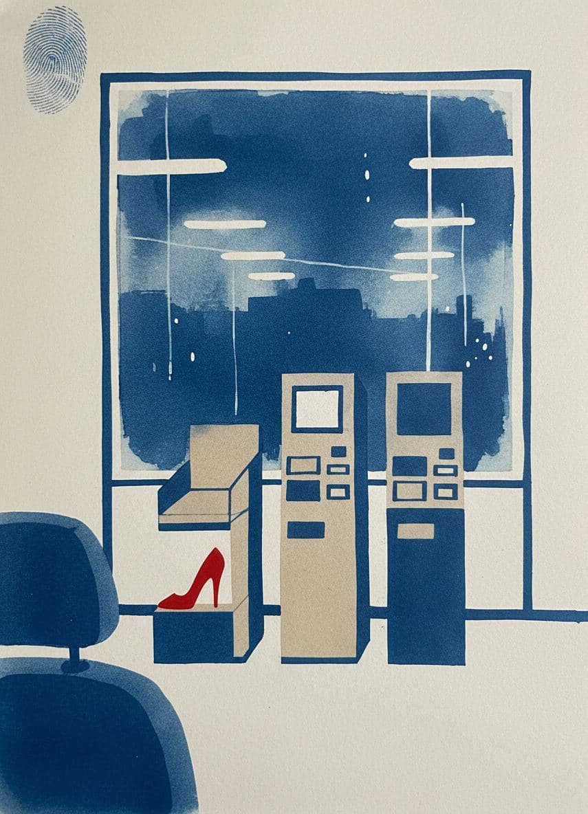 Red Heel at the Checkout — Viktor Eklund · MODULAR one-of-a-kind original
