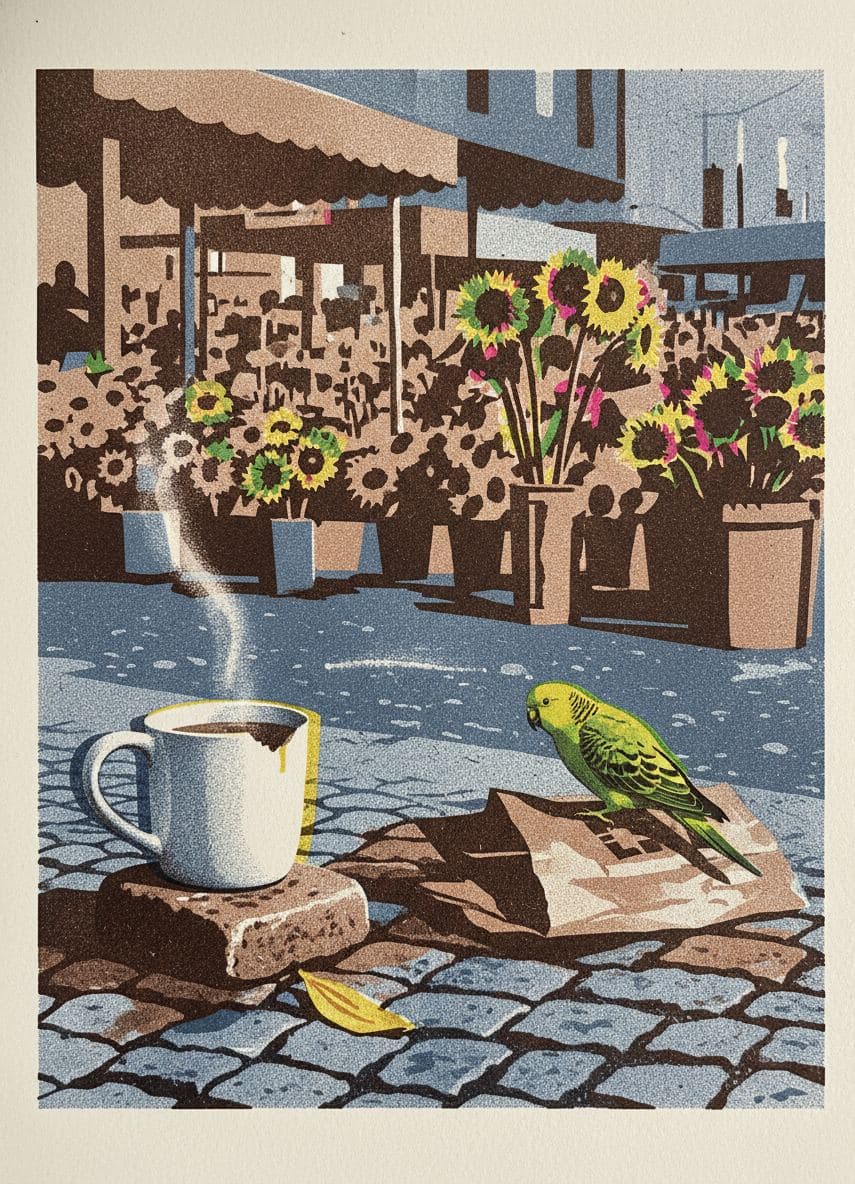Spilling the Coffee — Hilda Prosser · MODULAR one-of-a-kind original