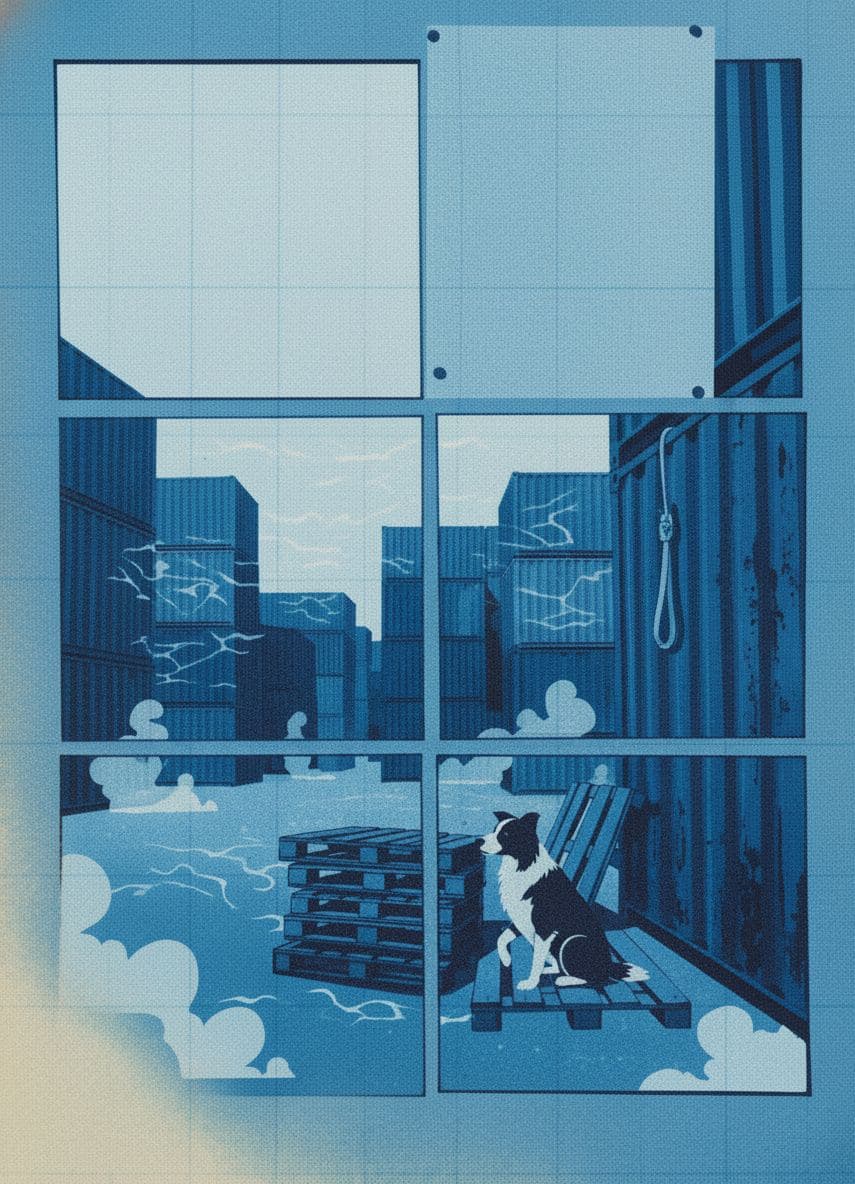 Storage Yard with a Drooping Label — Anya Pietrowski · MODULAR one-of-a-kind original