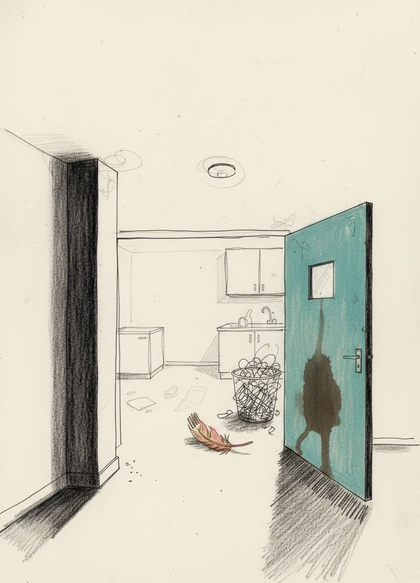 teal door's quiet resignation — Agnete Holm · MODULAR one-of-a-kind original