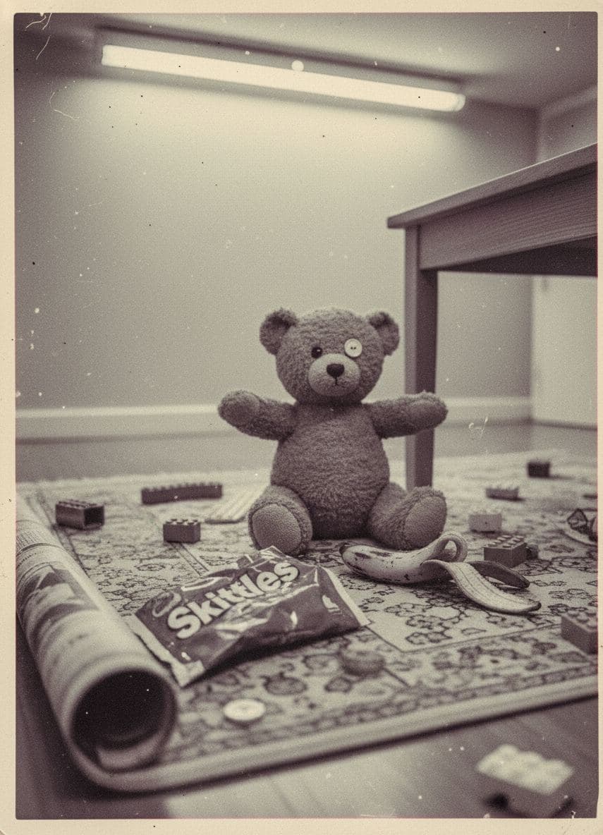 Teddy Bear Watching the Debris — Irmela Bechmann · MODULAR one-of-a-kind original