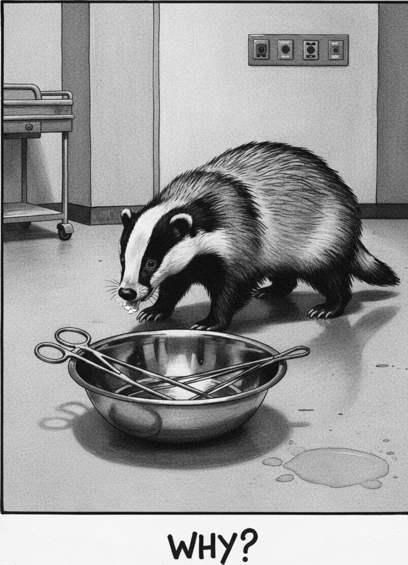 The Badger and the Delivery Room — Irmela Bechmann · MODULAR one-of-a-kind original