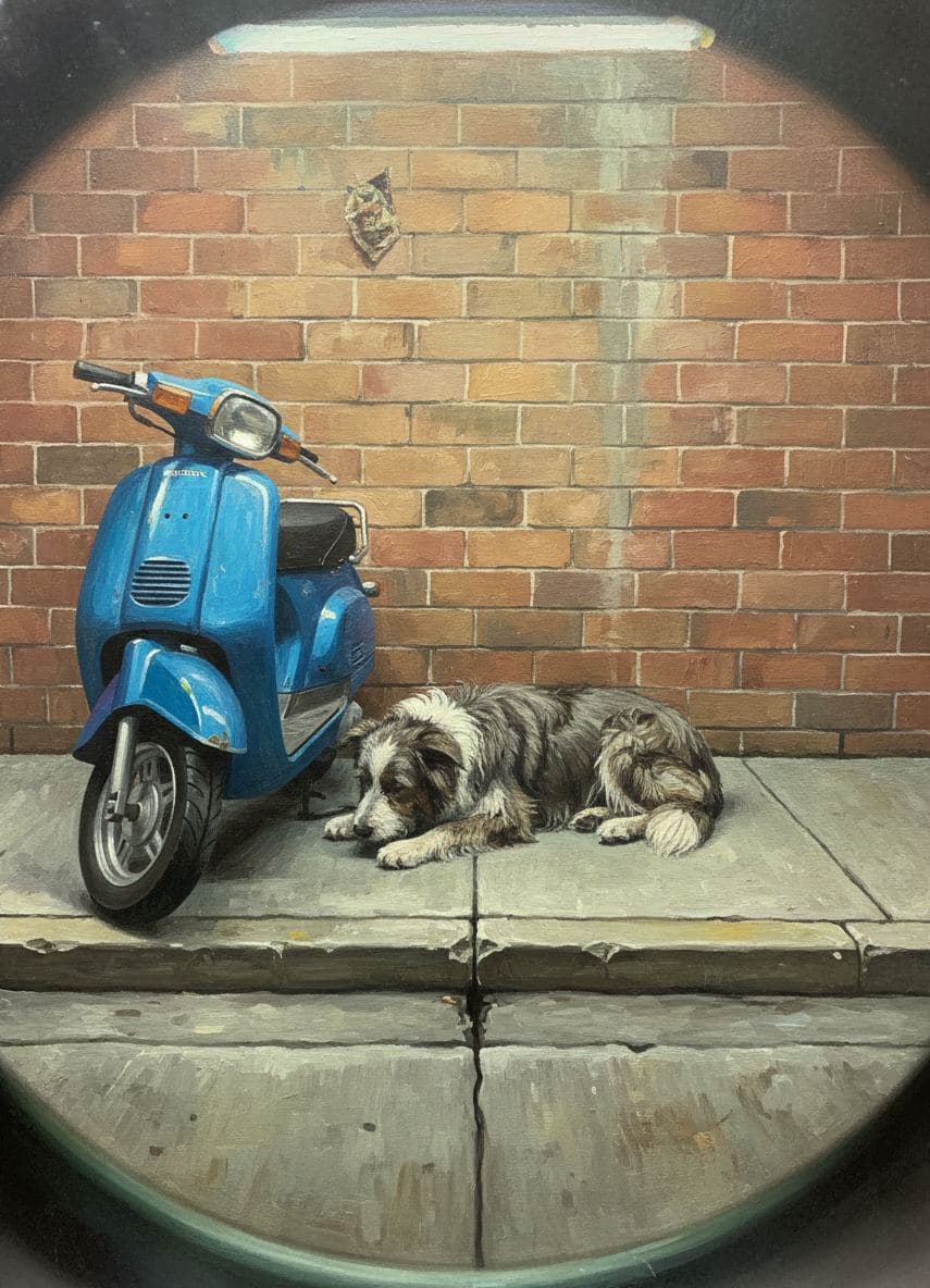 The Dog Watching a Crack — Saskia Vandenberg · MODULAR one-of-a-kind original