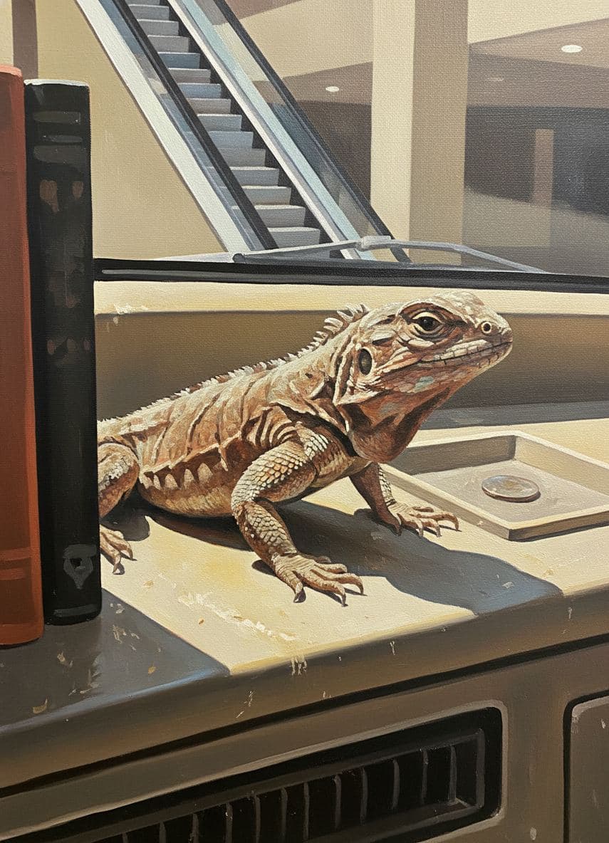 The Iguana Finds a Ride — Saskia Vandenberg · MODULAR one-of-a-kind original