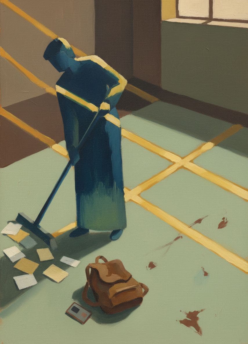 The Janitor Sweeping the Notes — Viktor Eklund · MODULAR one-of-a-kind original