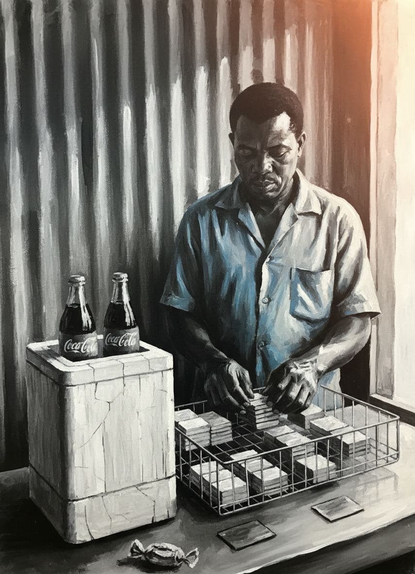 The Kiosk Operator Arranging Rothmans — Viktor Eklund · MODULAR one-of-a-kind original