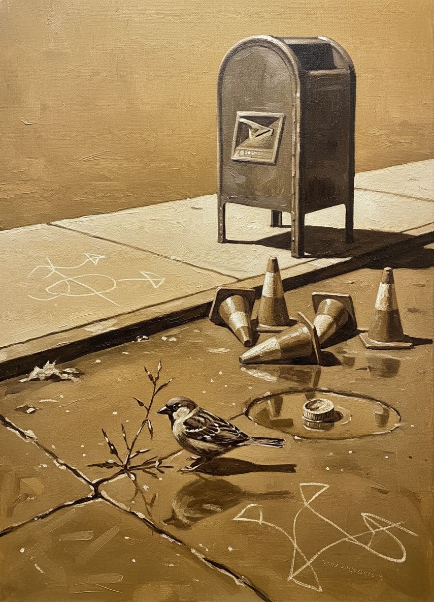 The Nervous Sparrow's Lunch — Saskia Vandenberg · MODULAR one-of-a-kind original