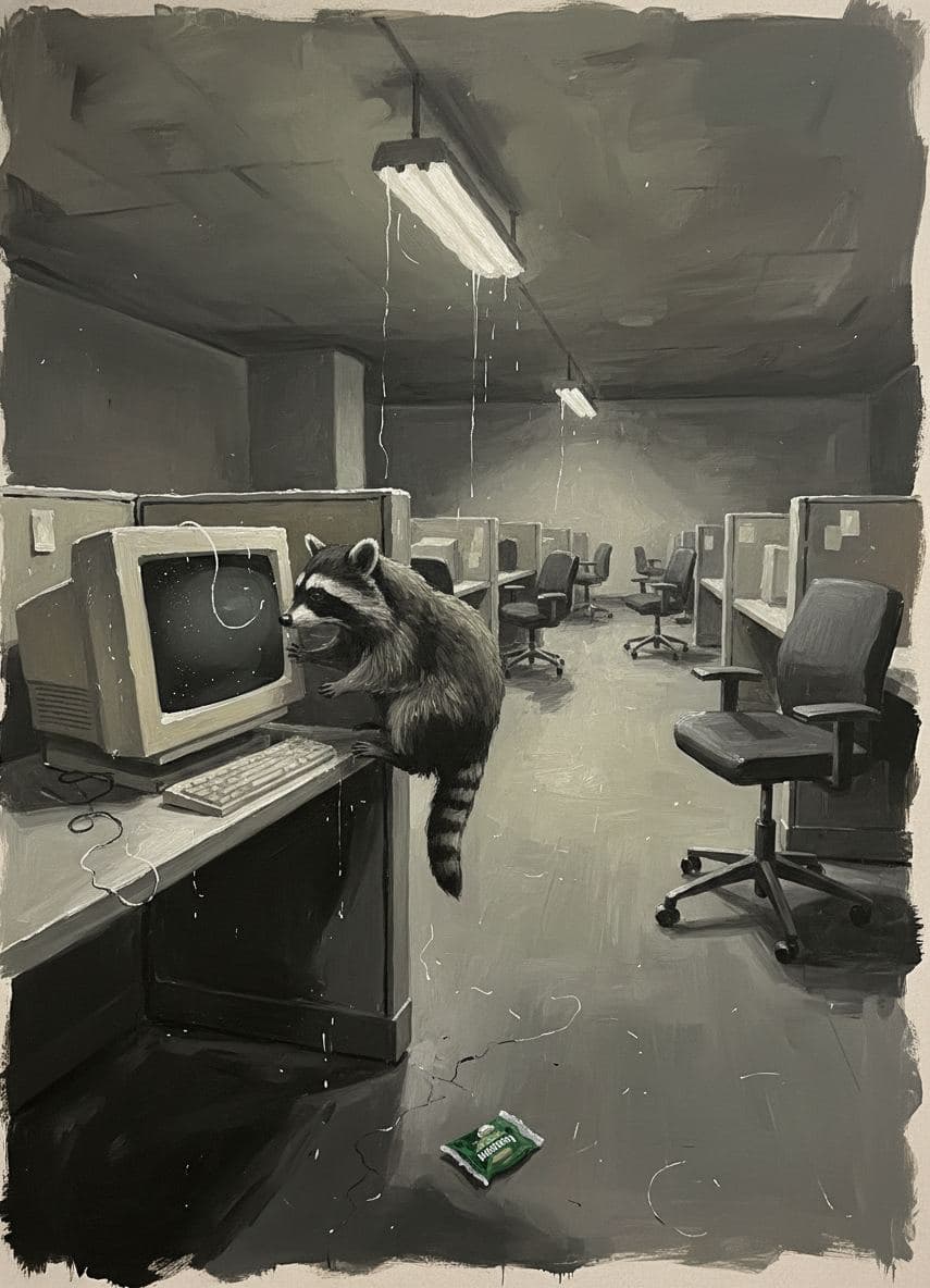 The Raccoon's Monitor — Irmela Bechmann · MODULAR one-of-a-kind original