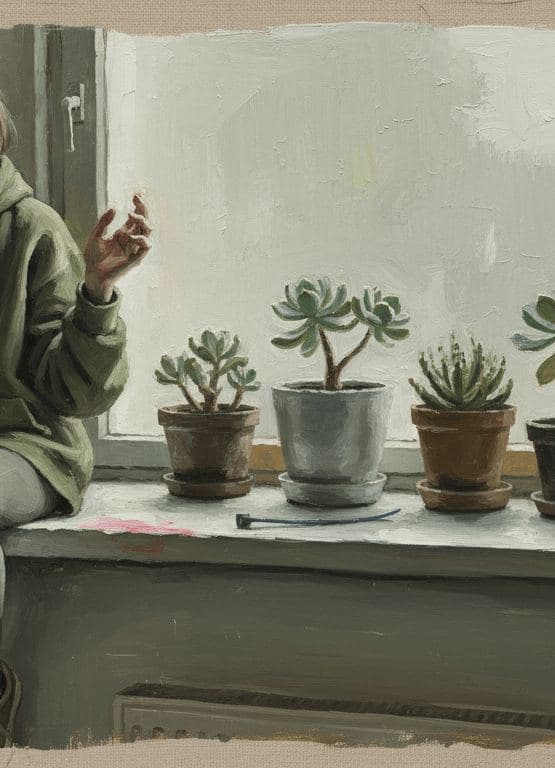The Windowsill with Three Succulents — Saskia Vandenberg · MODULAR one-of-a-kind original
