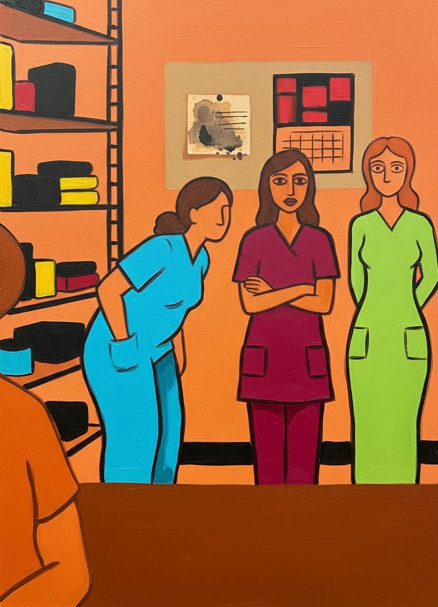 Three Women in the Supply Room — Viktor Eklund · MODULAR one-of-a-kind original
