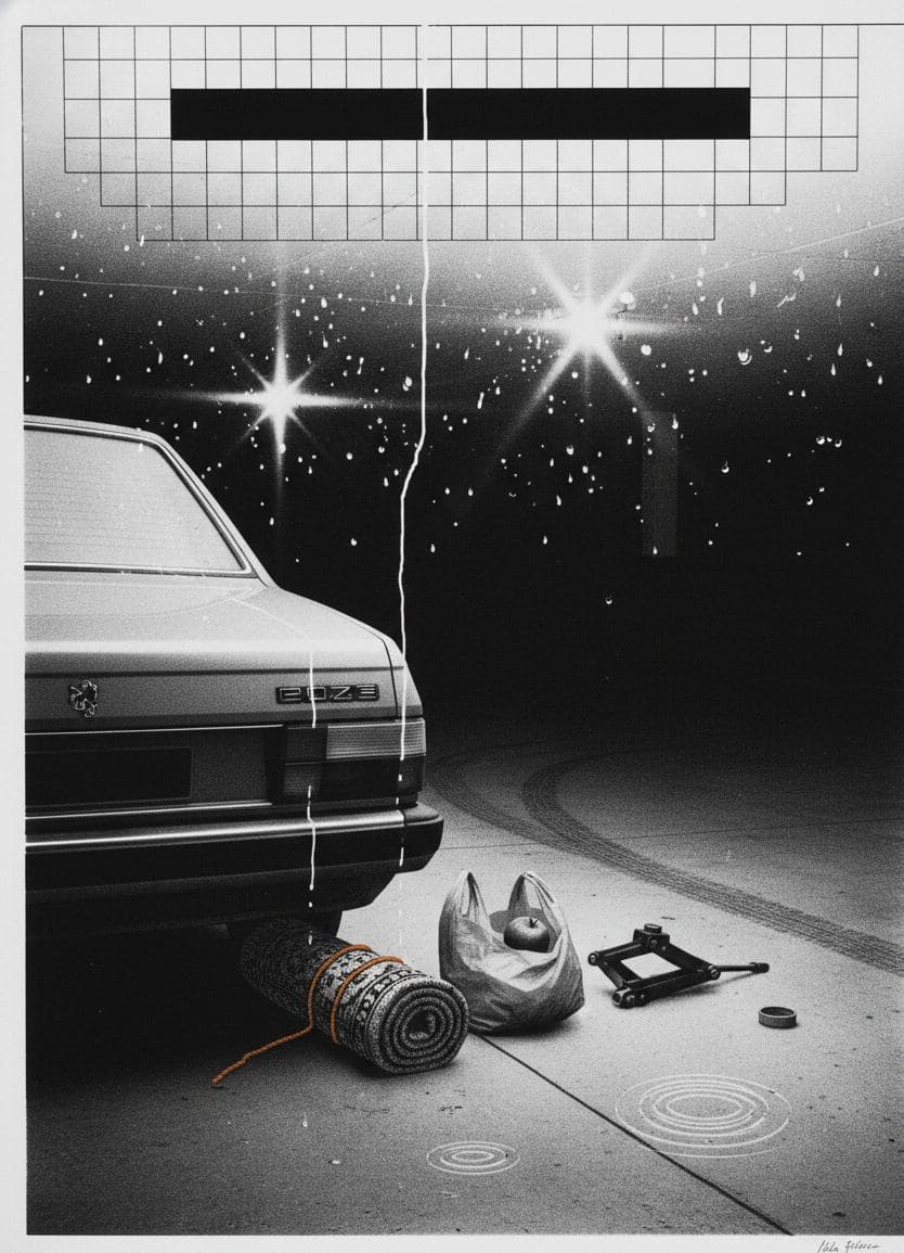 thunderstorm in the carpark — Hilda Prosser · MODULAR one-of-a-kind original