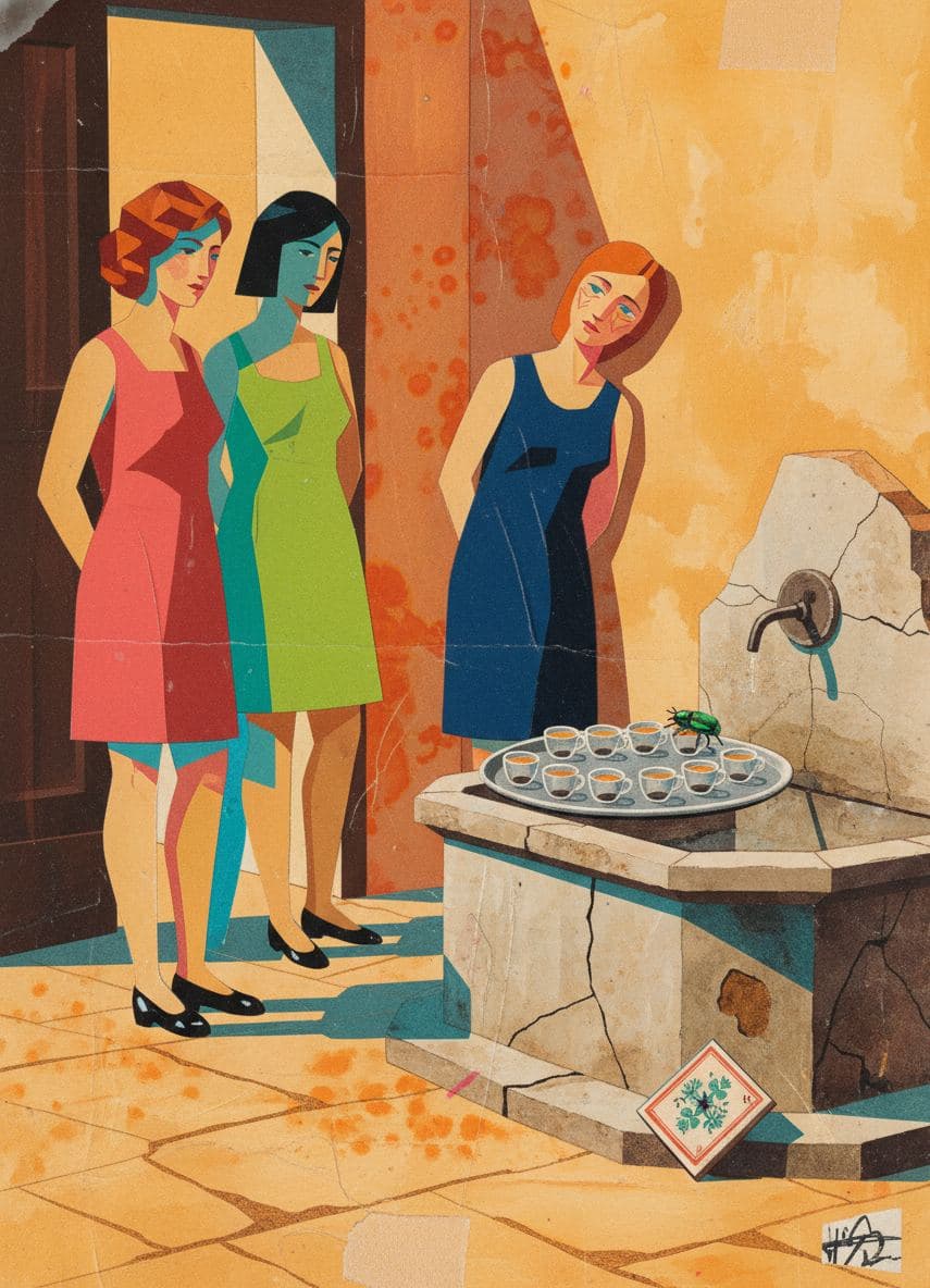 Tuscan Piazza with a Lone Beetle — Irmela Bechmann · MODULAR one-of-a-kind original