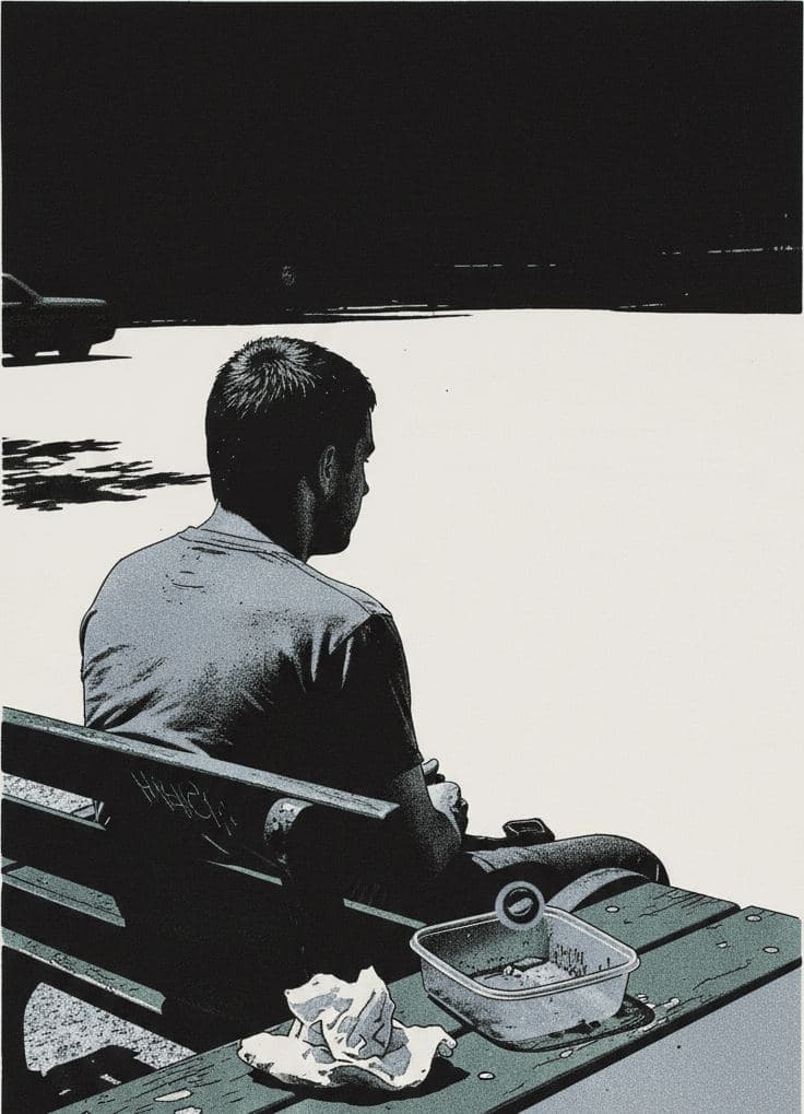 Untitled (Park Bench, Midday) — Hilda Prosser · MODULAR one-of-a-kind original